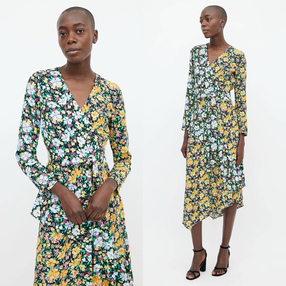 Maje Roen Floral Asymmetric Midi Dress NEW - Picture 9 of 14